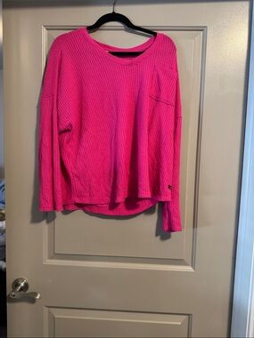Calvin Klein Hot Pink Waffle-Knit Pullover Sweatshirt